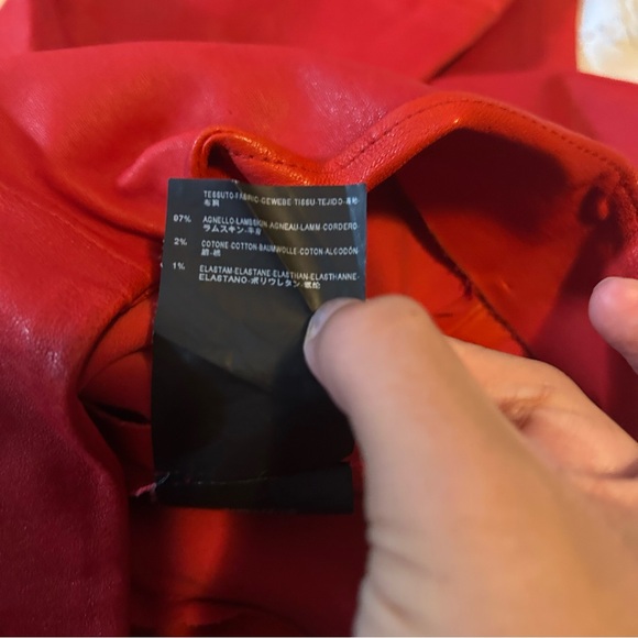 Balenciaga Red Leather Leggings Pull On Zipper Hem Vibrant Bold 38 - Picture 9 of 12